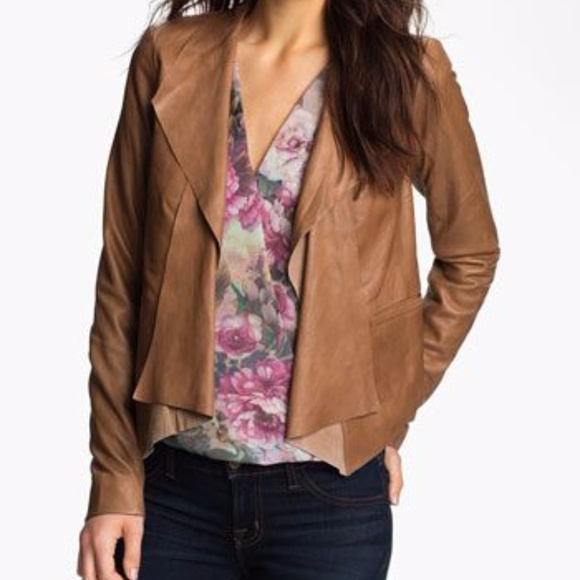 trouve raw edge leather jacket
